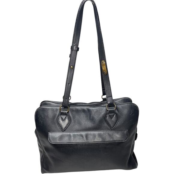 J Press Black Leather Briefcase Document Laptop Satchel Shoulder Bag - Picture 2 of 9